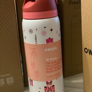 Owala Festive Pink and White Water Bottle